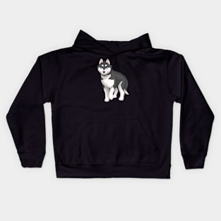 Black and White Siberian Husky Dog Blue Eyes Kids Hoodie